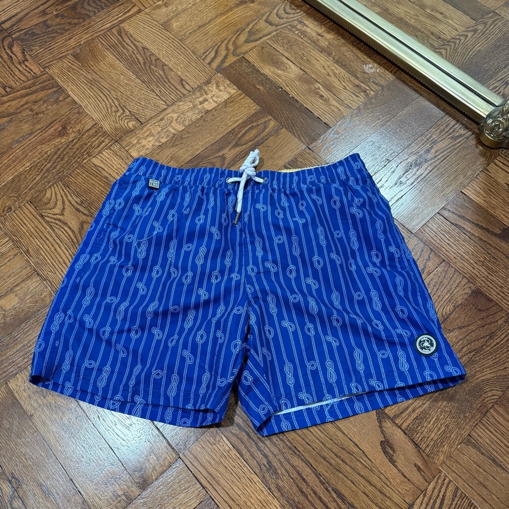 Blue Patterned Men's Swim Shorts